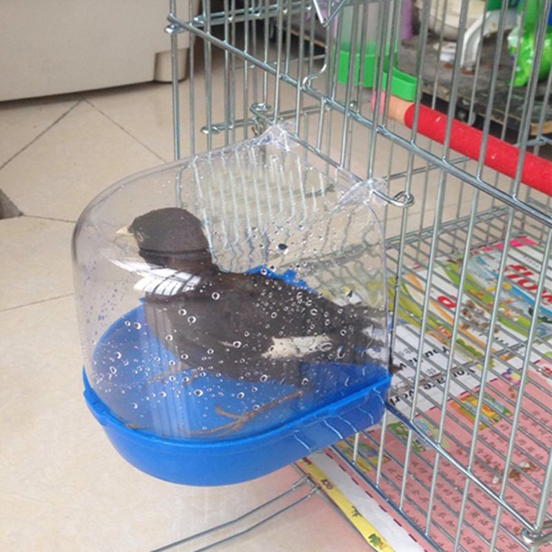Plast hængende badekar høj gennemsigtig fugl badekar til papegøjer fugle