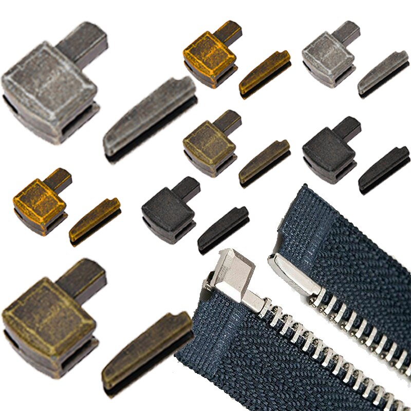 5 Sätze/los Metall Reparatur Zipper Stopper Offene Ende Zipper Stopper DIY Nähen Zipper Zubehör Für Kleidung Ersatz Kit