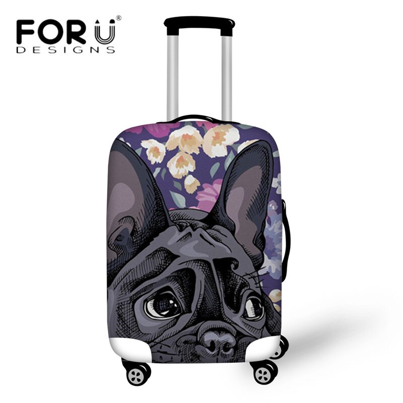 FORUDESIGNS Dicke Elastische Gepäck Abdeckungen Französisch Bulldogge Cutie drucken Reise Koffer Schutzhülle für 18-30 zoll Wagen: HK2040 / L