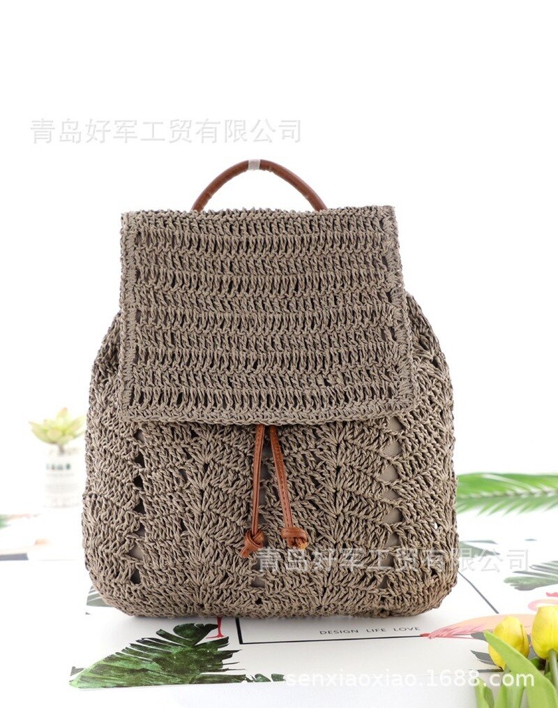 Mochila de paja tejida para mujer, mochila multifunción de paja, bolso escolar de paja, informal para playa, bolsa de libros de viaje para chica,