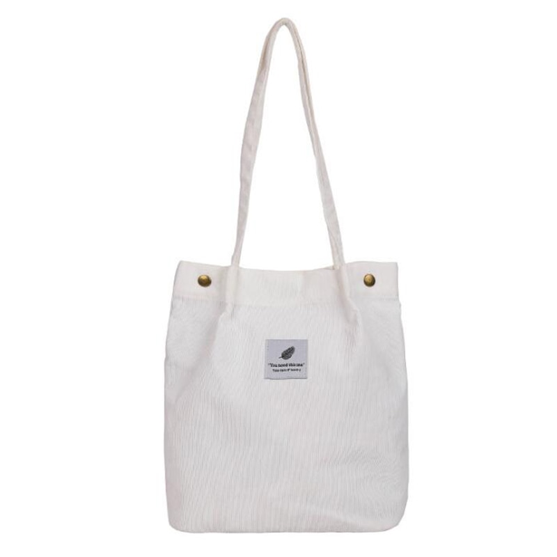 Women Corduroy Shopping Bag Female Canvas Cloth Shoulder Bag Environmental Storage Handbag Reusable Foldable Eco Grocery Tot