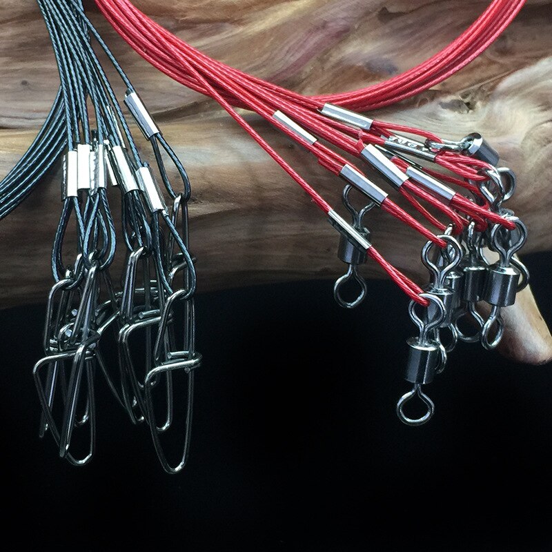 JACKFISH – fil de pêche en acier avec connecteur de pêche pivotant 50CM, 10 pièces/lot, puissance de frein Max 67KG