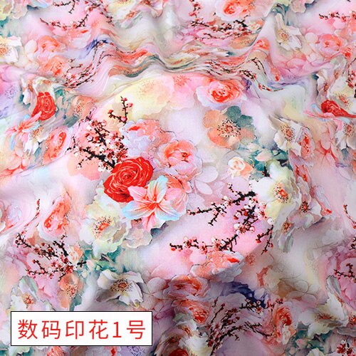 High Grade Digital 3D Printing Cotton Silk Fabric Dress Brocade Sewing By The Meter Floral Plant Color Geometric Printed DIY: Digital Print 1