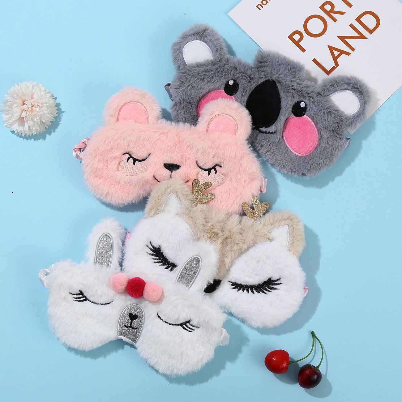 Plush Sleep Mask Cute Koala Rabbit Blindfold Eye Band Aid Cover Night Dream Mask Cotton Bandage Sleeing Relax