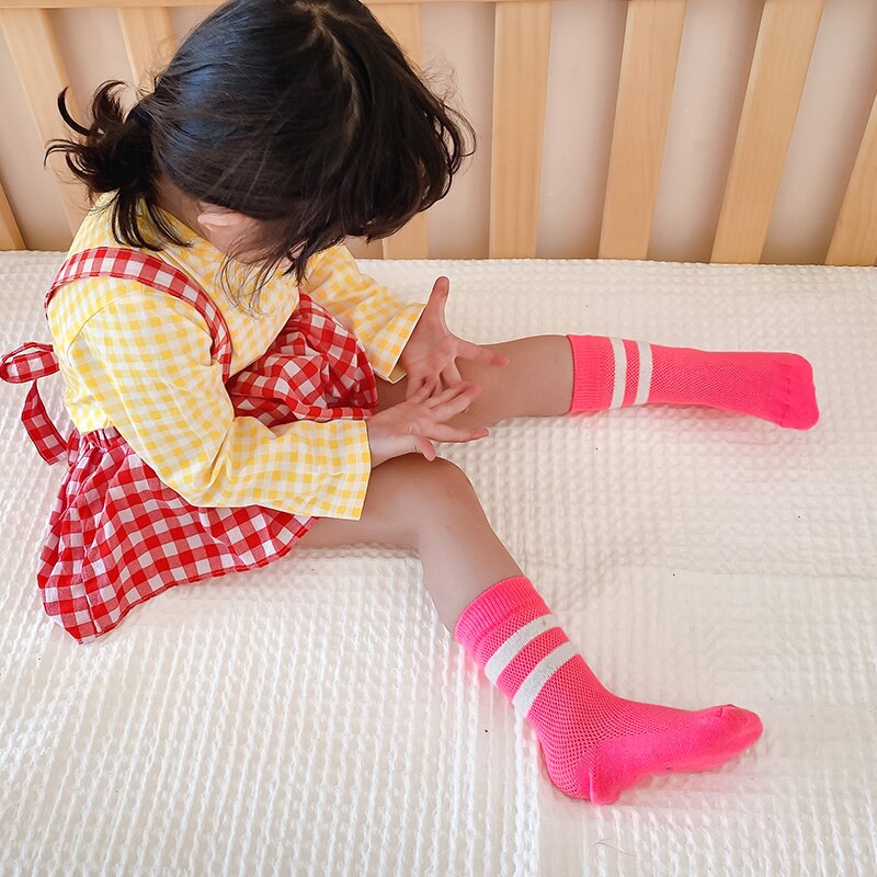 4 paia lotto bambini calzini alti al ginocchio bambini bambino ragazze ragazzo estate maglia di cotone carino per scuola calzino lungo accessori per bambini Kawaii