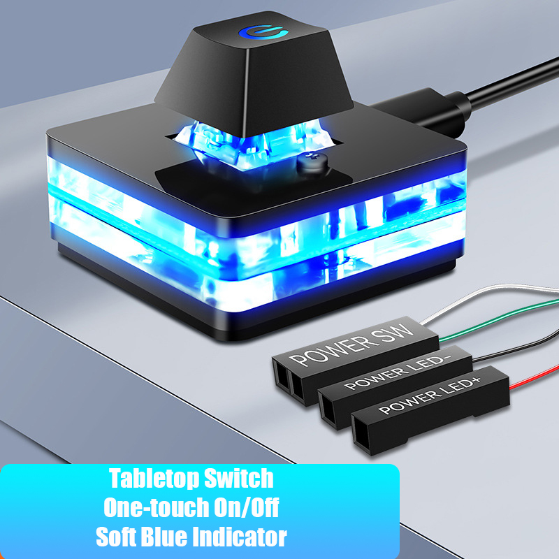 Interrupteur d'alimentation pour ordinateur de bureau, 1.8M, avec lumières LED, carte mère PC, démarrage externe, bouton marche/arrêt, câble d'extension pour la maison