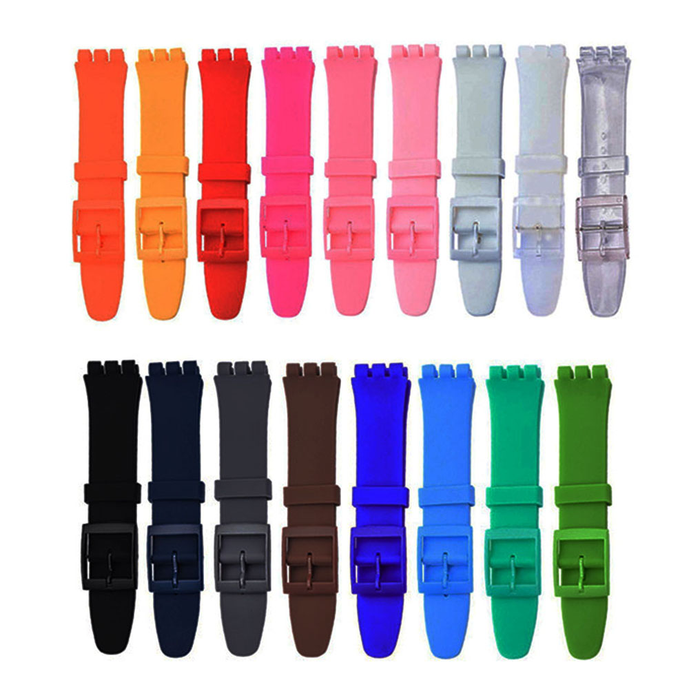 16mm 17mm 19mm 20mm Zachte Siliconen Armband Kleurrijke Horlogeband voor Swatch Horlogeband Vervanging Horloges accessoires met Tool