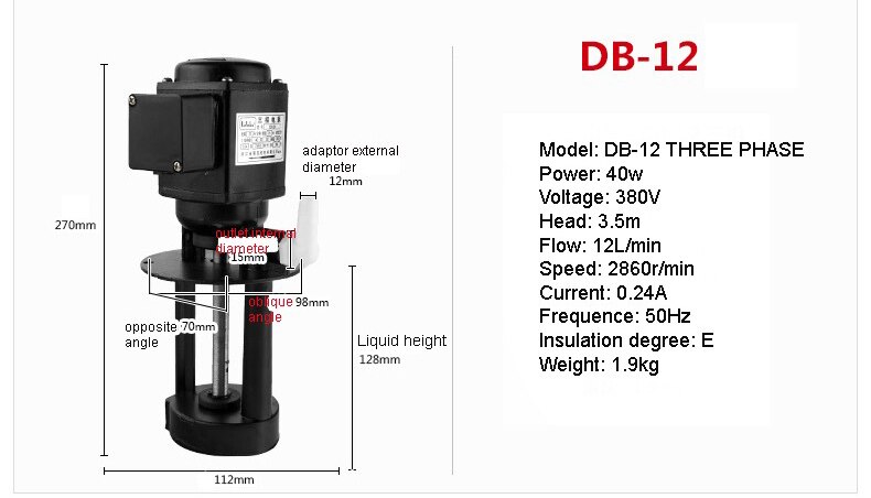 Hohe Effizienz Maschine Werkzeug Schleifer Pumpe Kühlmittel Pumpe Zirkulierende Öl Pumpe: DB12 380V