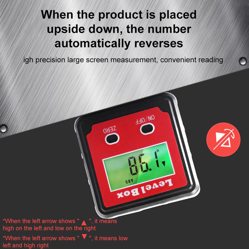 Inclinomètre numérique LCD boîte de niveau rouge précision numérique inclinomètre à 2 touches outil de mesure rapporteur Angle Finder jauge mètre