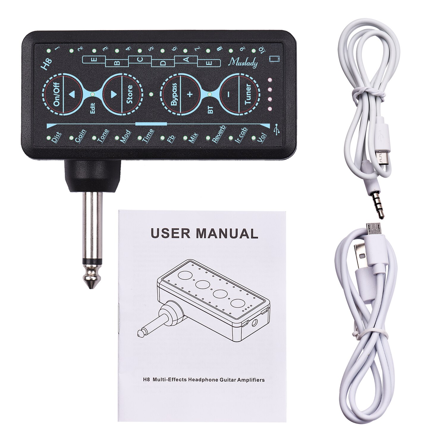 ammoon Multi-effects Guitar Headphone Amplifier Rechargeable Pocket Headphone Guitar Amp with 3.5mm Jack for Guitar Amplifier: Style 2