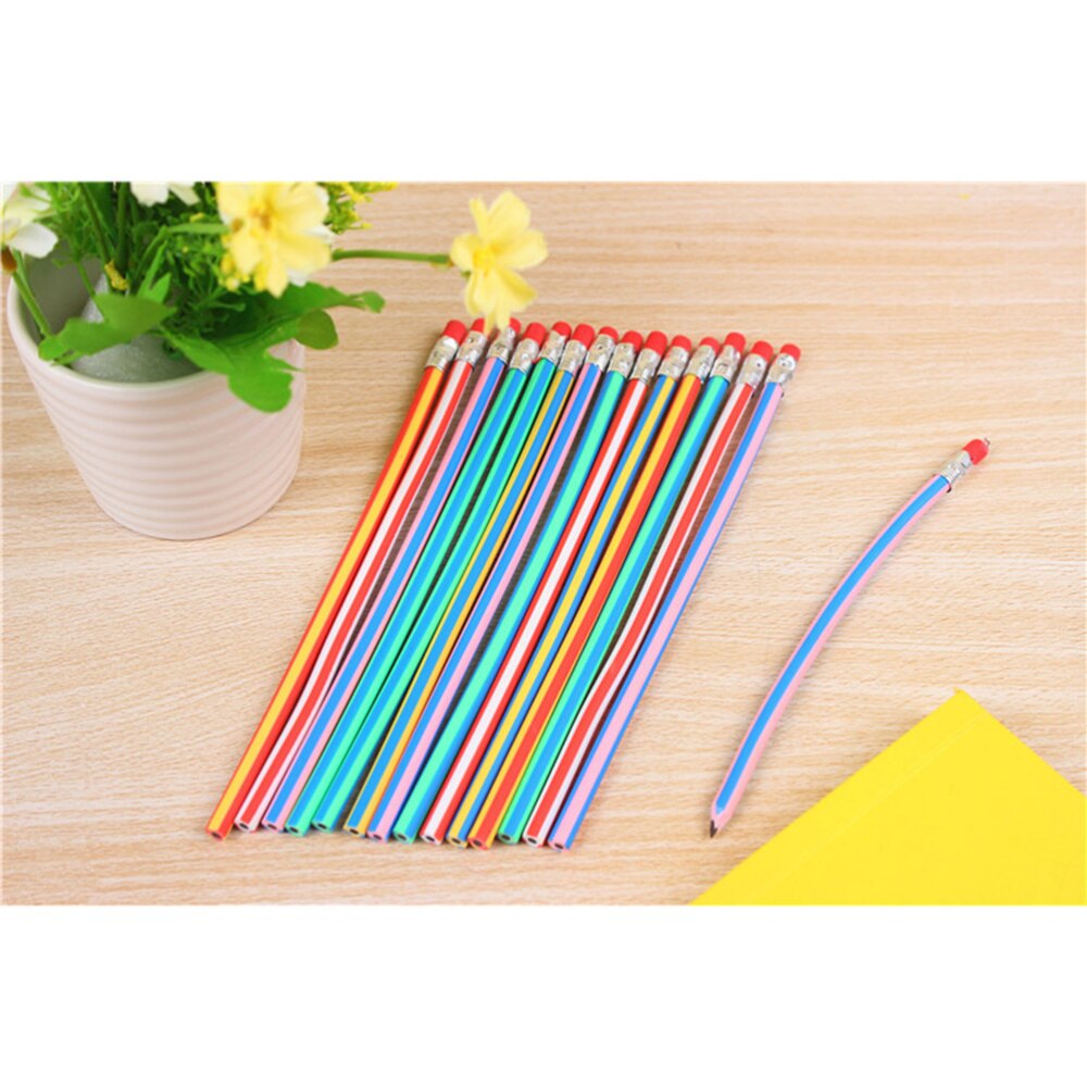 20pcs Bendy Flexible Soft Pencil with Eraser Fun Equipment for Kids Writing (Random Color)