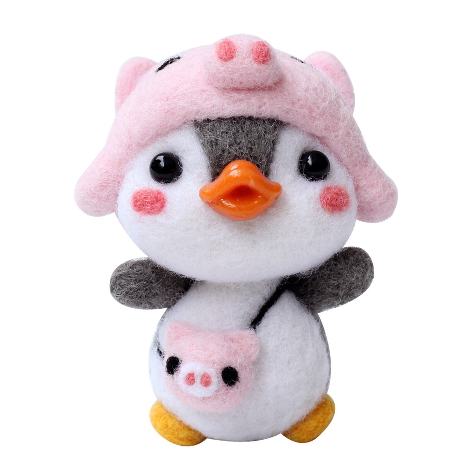 Cute Penguin z czapka w kształcie zwierzęcia Shiba Dinosaur wełna filc rękodzieło Diy nie wykończone Poked zestaw zestaw do rękodzieła dla igły torba materiałowa zestaw: J