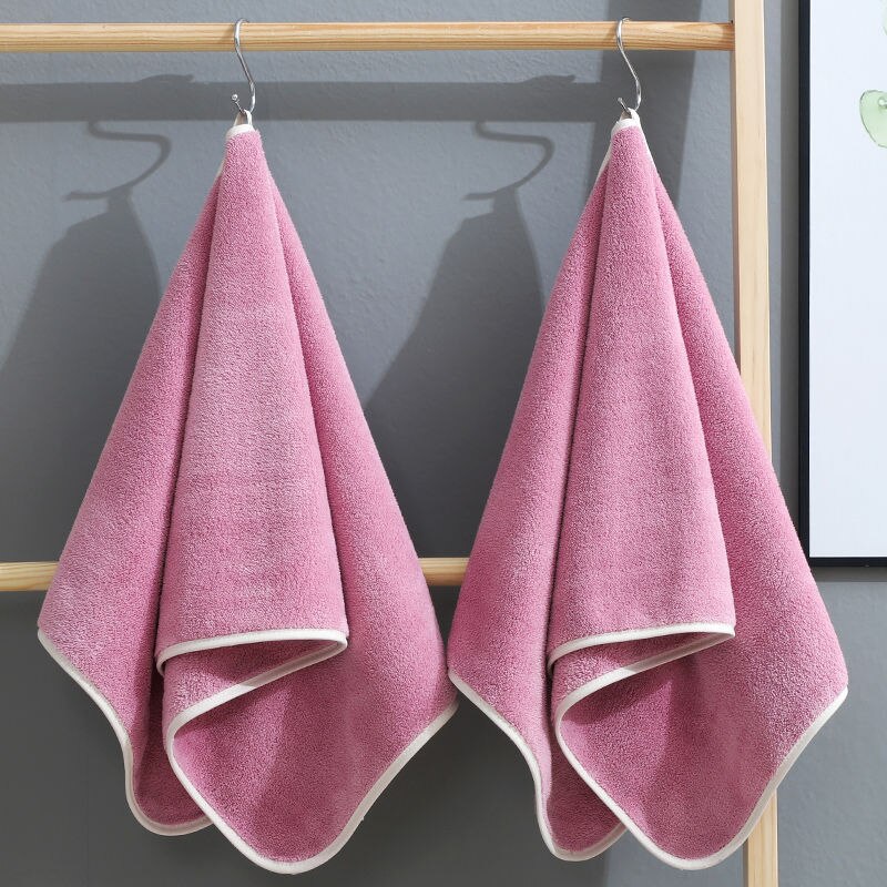 [Twee Packs] Handdoeken Voor Volwassenen Droog Haar Wassen Gezicht Handdoeken Effen Kleur Eenvoudige Handdoek Zonder Lint Absorberen Water dan Puur Katoen: Pink