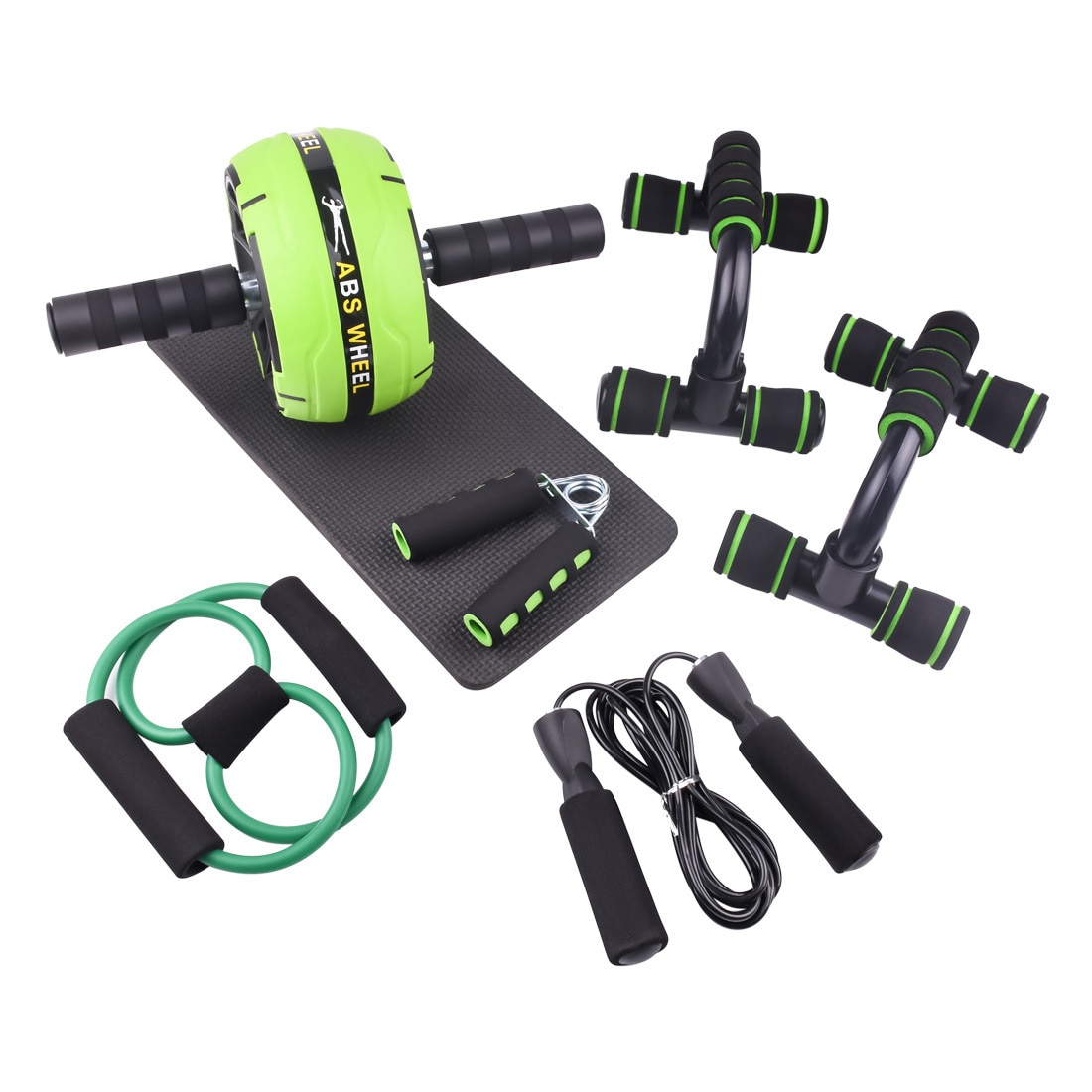 Green Abdominal Muscle Wheel Combination Set Men and Women Home Thin Waist Exercise Abdominal Muscle Fitness Equipment: Green