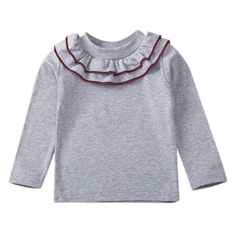 Herfst Meisjes T-shirt Lange Mouwen Baby Kids Kraag Dieptepunt Shirt Voor Kinderen Kleding Lente Meisje Tops
