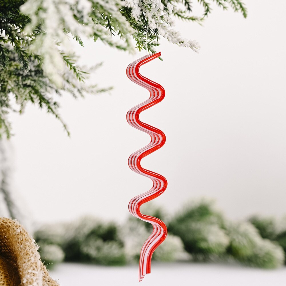 Jul prydnad röd och vit godis hänge plast klubba hänge simulering godis: A