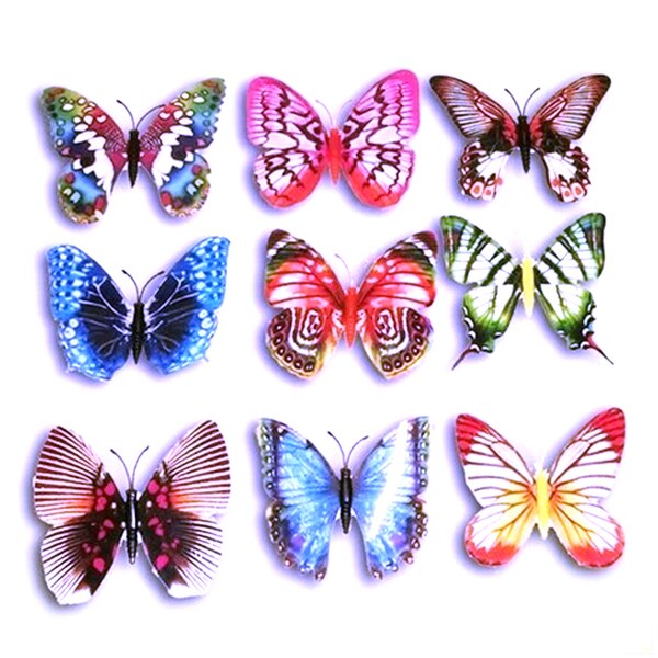 10 Pcs Levensechte 3D Kunstmatige Vlinder Koelkast Magneten Decoraties (Willekeurige Kleur)