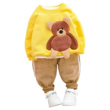 Winter Mode Baby Meisje Kleding Kinderen Jongens Katoen Dikker T-shirt Broek 2 Stuks Sets Peuter Casual Kleding Kids Trainingspakken