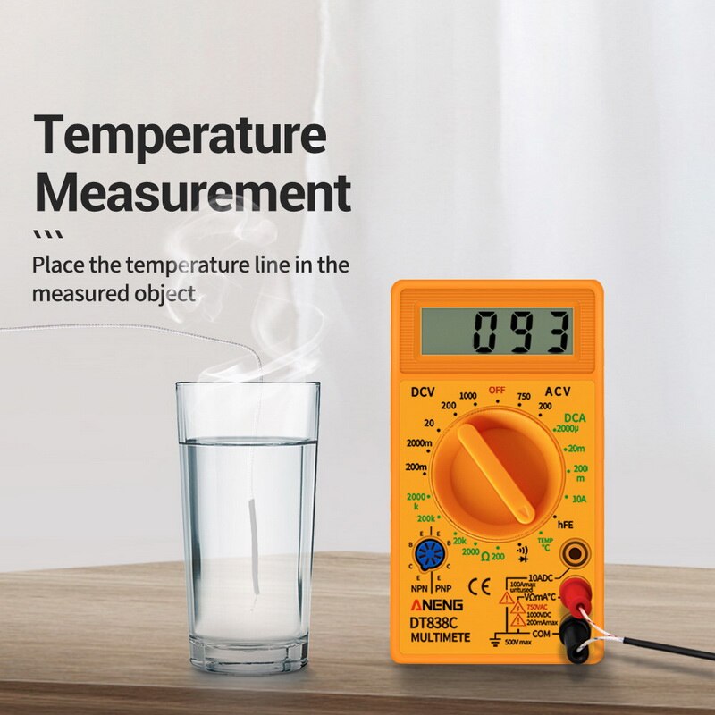 DT830 Digital Multimeter Voltmeter Ammeter Ohmmeter DC10V~1000V 10A AC 750V Current Tester Test LCD Display