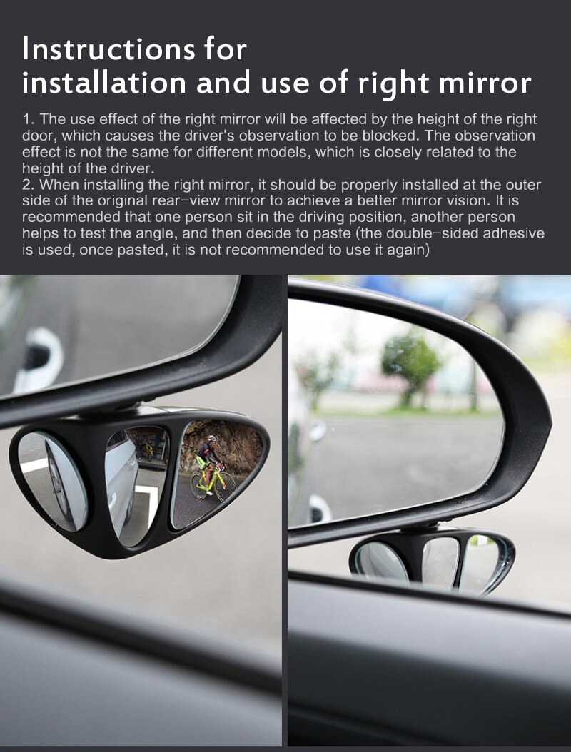 3 In 1 Car Blind Spot Mirror 360 Rotation Adjustable Rear View Front Wheel Mirror Wide Angle anti-collision driving safety