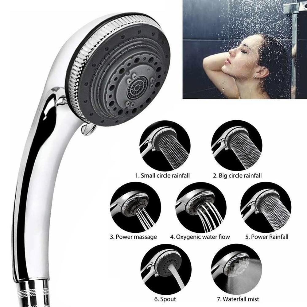 Universal Shower Head 5 Mode Function Chrome Anti-limescale Handset Pipe Toilet Supplies Hose Bathroom