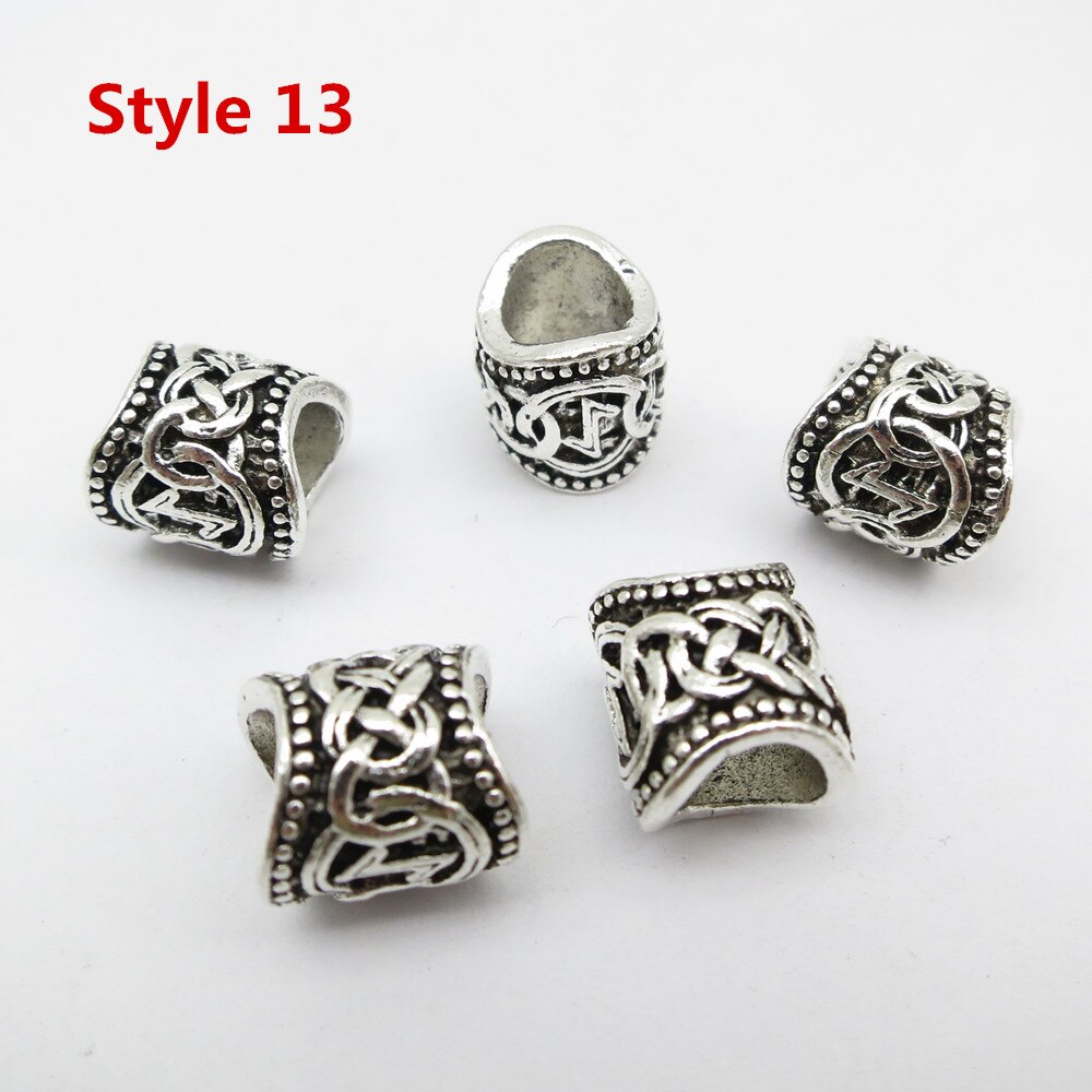 24Pcs/5Pcs Viking Rune Haar Vlecht Dread Dreadlock Baard Kralen Ringen Buizen Voor Mannen Vrouwen Haar Accessoires: 5pcs Style 13