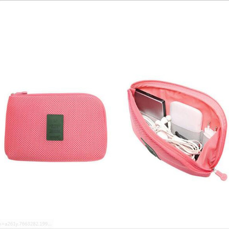 Travel Digital Accessories Storage Bag Mesh Cosmetic Zipper USB Cable Organizer Pouch Wallet