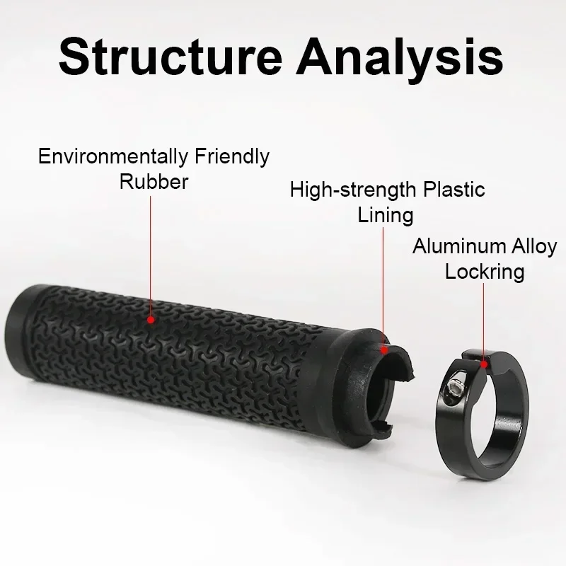 BUCKLOS Bicycle Handlebar Grips Lock on Bike Handle Damping Mountain Bike Grip Anti-slip MTB Cuffs Waterproof Bicycle Grip