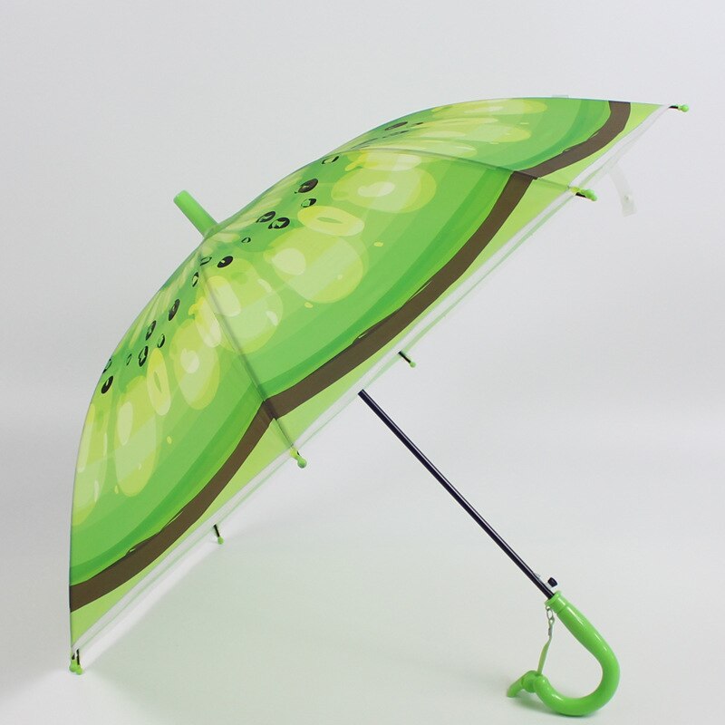 Paraguas de frutas YADA transparente de PVC y sandía para niños y niñas, paraguas claro largo, sombrilla con mango curvo para chico YS714 DIY: green