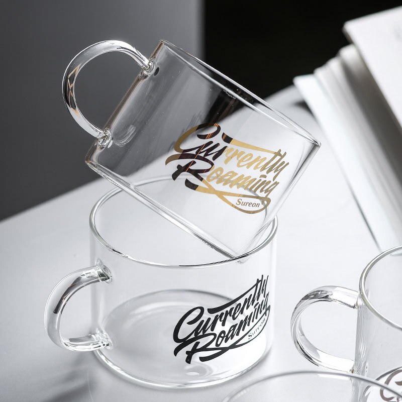 500ml bogstavs glas kop stor med hank krus kontor te kop dessert kop havregryn morgenmad kop drikkemælk vin glas