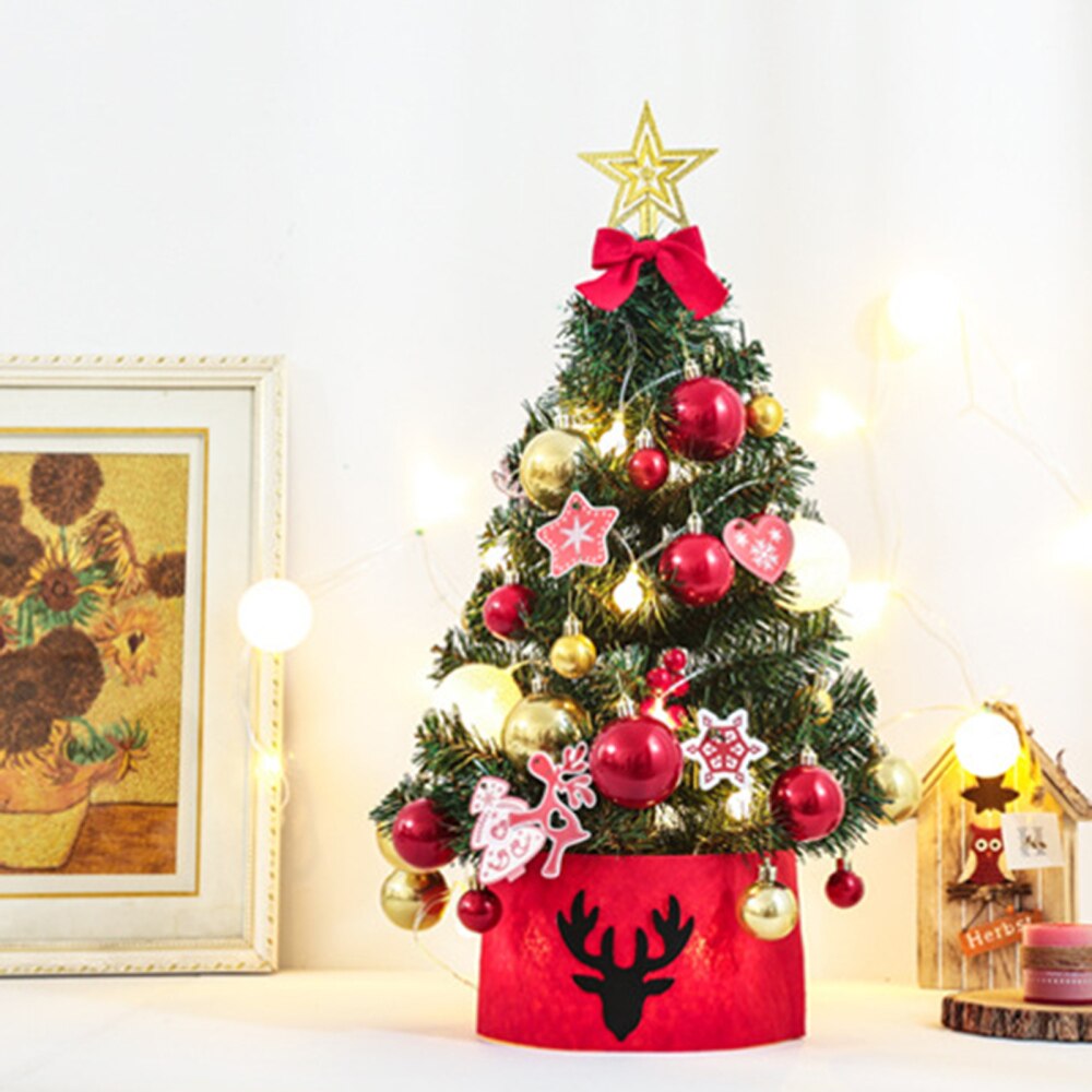 Christmas Tree Set LED Artificial Room Desktop Decoration DIY Glow Glowing Tabletop Ornaments Mini