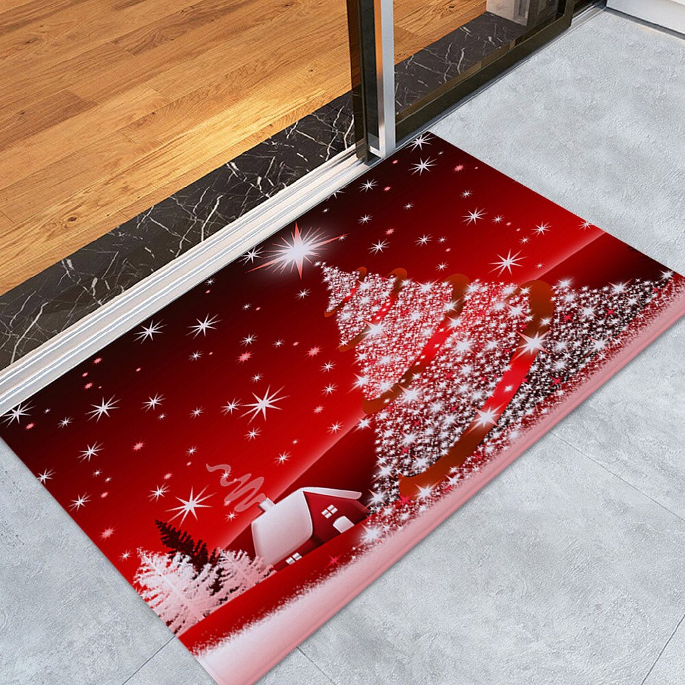 Glædelig jul velkomstdørmåtter 40 x 60cm juletræ dekorativt indendørs hjemmetæpper indretning badeværelse skridsikker tæppe / tæppe: F