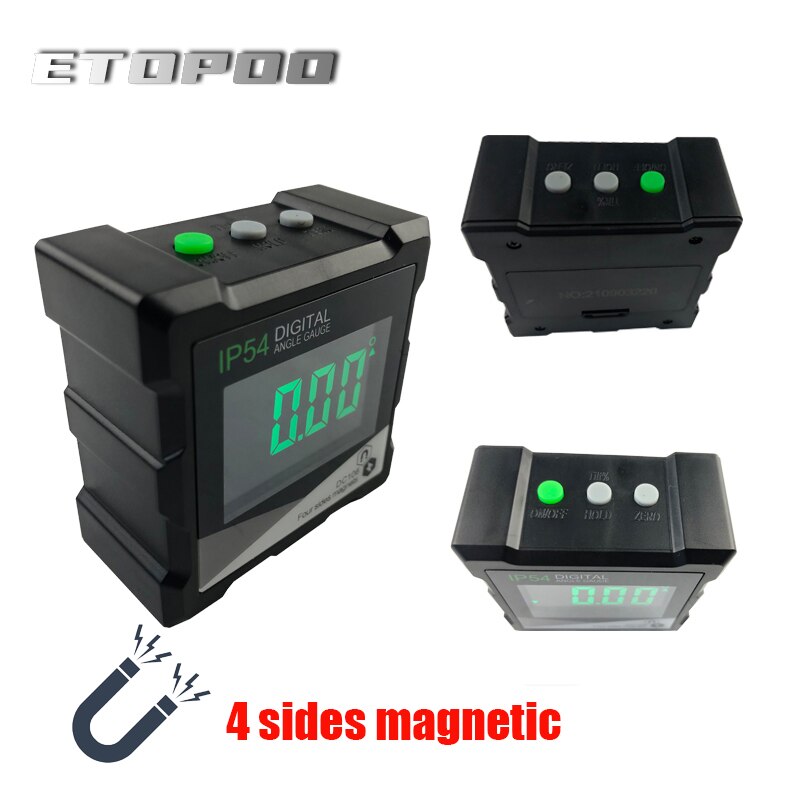 IP54 Angle Finder 4x90 Degrees Measuring Tool 4 Sides Magnetic Protractor LCD Digital Angle Gauge for Woodworking