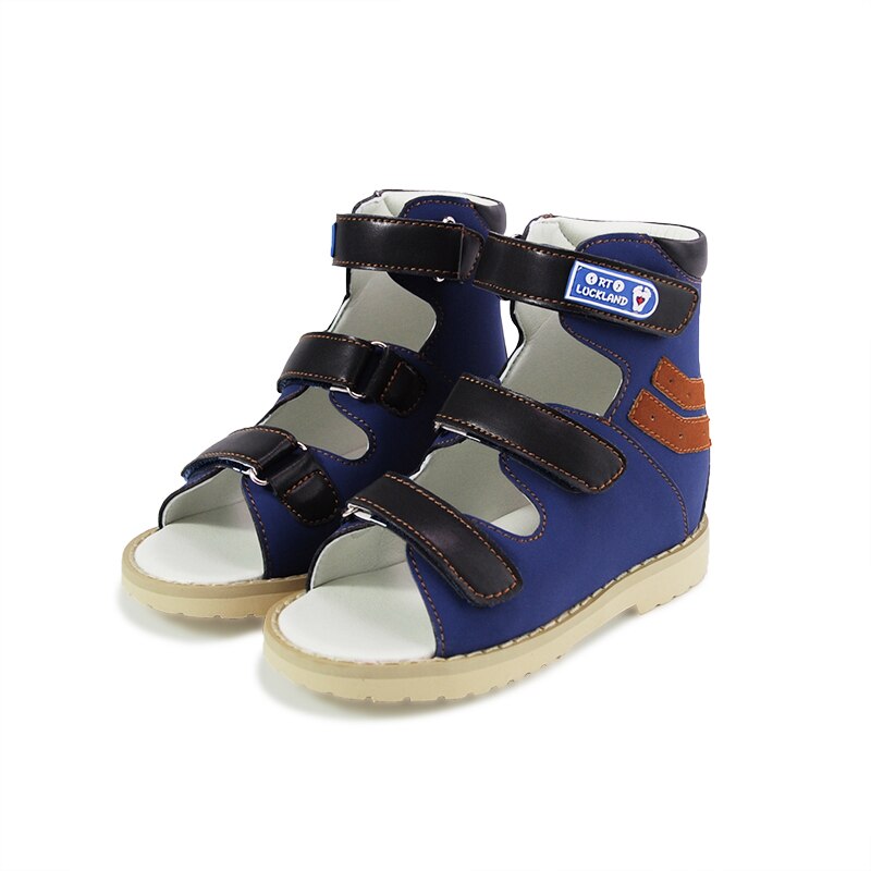 Sandales d'été pour enfants, chaussures orthopédiques pour garçons, , bleu, respirantes, légères, en cuir Nubuck, Support d'arc: 21