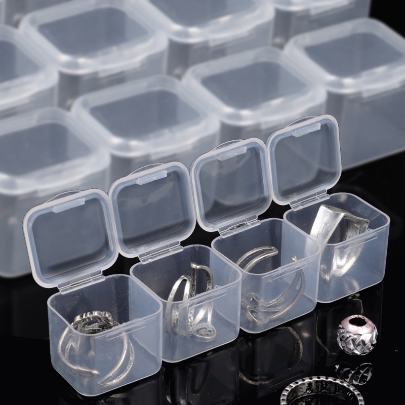 5/20 stk. mini opbevaringsboks gennemsigtig firkantet plastikemballagebeholder etui bærbar øreringe armbånd smykker opbevaringsorganisator