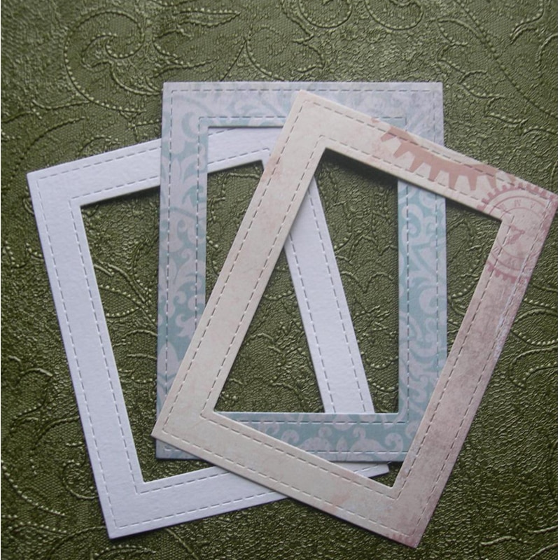 Scrapbooking Dies Metal double stitch rectangle frame Cutting Dies Craft Embossing Stamp Stencil Paper Card Making Template DIY