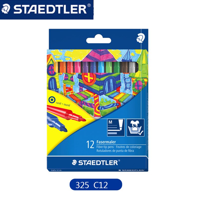 STAEDTLER-rotuladores artísticos solubles en agua 325 C12, conjunto de rotuladores de doble punta para acuarela, rotuladores artísticos con rotuladores suaves para acuarela