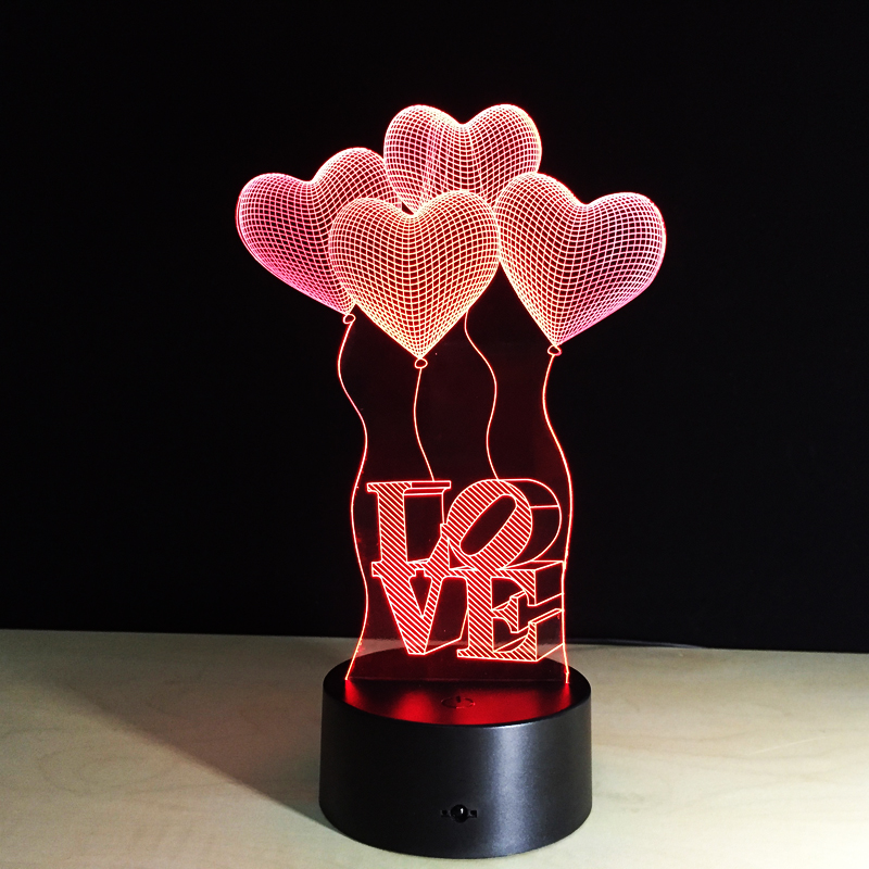 Kleurrijke Tafellamp Liefde Hart Ballon Romantische voor Bruiloft vrouw Liefhebbers Valentine 3D Touch Baby Night Tafellamp