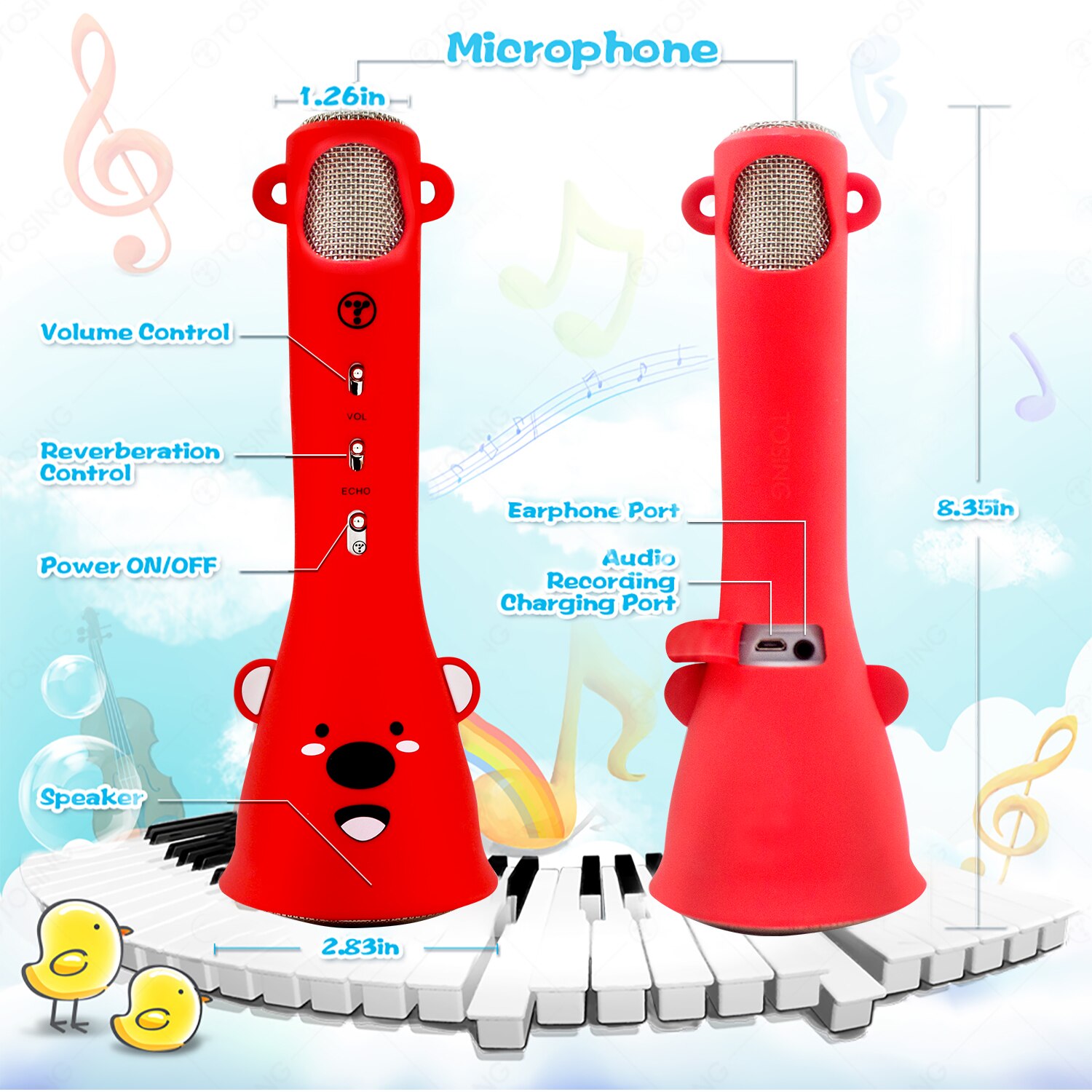 TOSING X3 sans fil BT karaoké Microphone pour enfants d'anniversaire haut-parleur lecteur de poche chantant filles et garçons