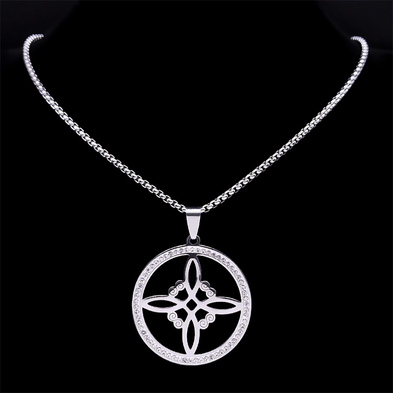 Afawa wicca hekseknude halskæde til kvinder/mænd rustfrit stål krystal hekseri amulet halskæde smykker halsbånd nudo de la bruja