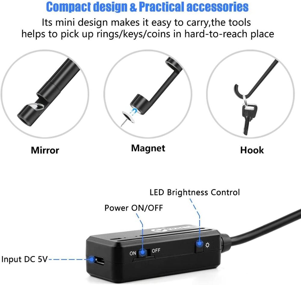 KZYEE 5.5mm Wireless Endoscope 1080P WiFi Borescope Inspection Camera IP67 Waterproof Snake Camera for Android&iOS Smartphone