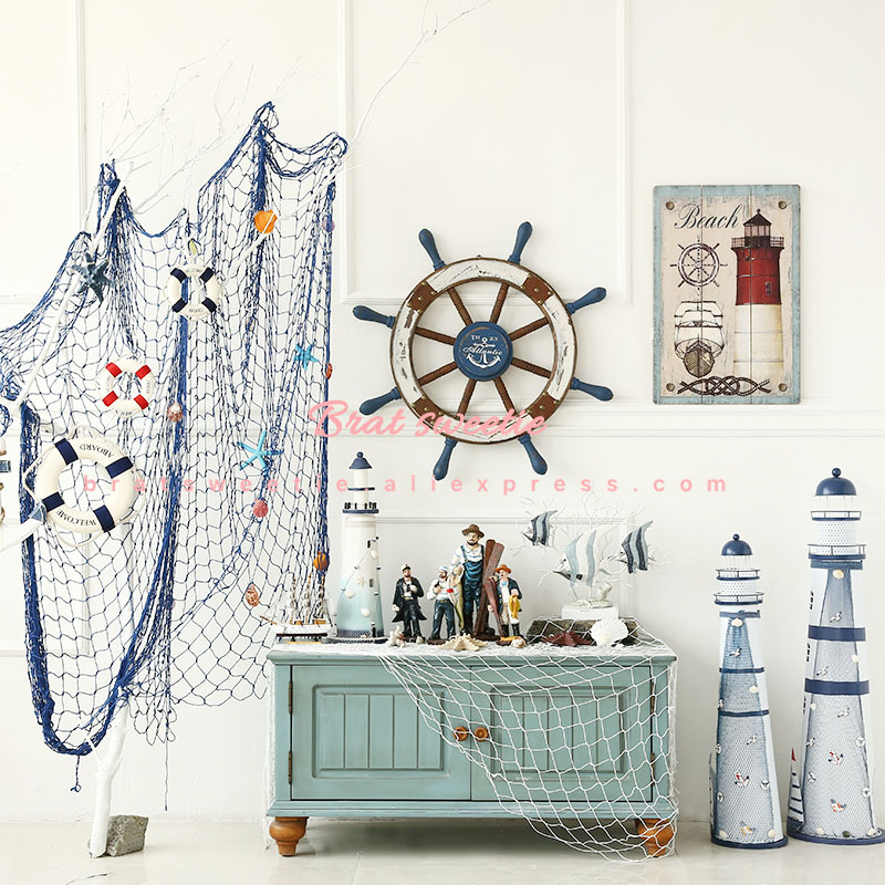 Houten Wiel Boot Steering Roer Anker Mediterrane Ornament Nautische Thema Verjaardagsfeestje Decoraties Kids Levert