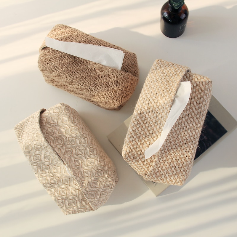 eins Baumwolle Und Leinen Pumpen Kasten Stoff Einfache Weben Homestay Dekoration Wc Papier Lagerung Beige Aprikose Foto Stütze