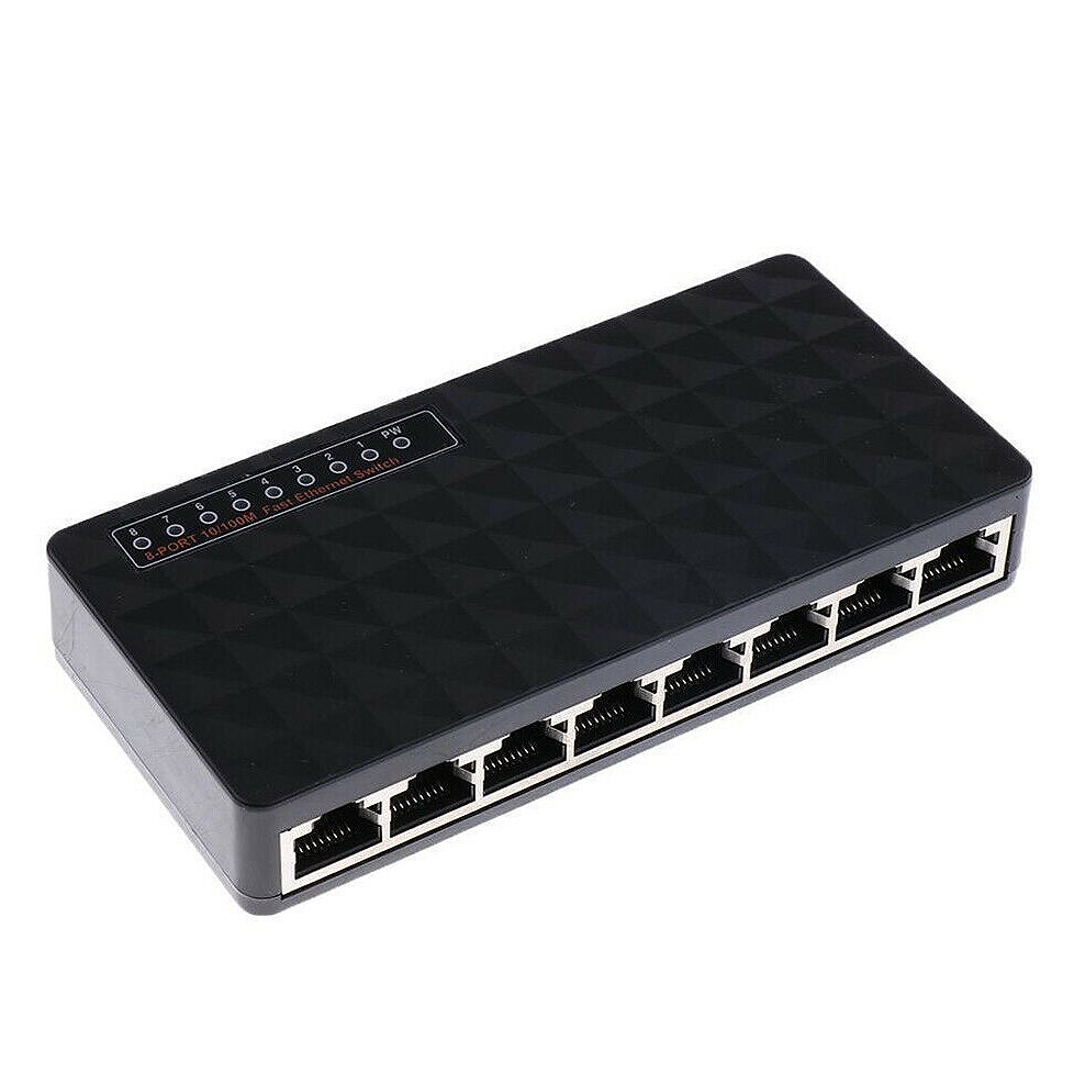 10/100 Mbps 8 Ports Poe Ethernet Lan Desktop Network Switch Hub Adapter(Eu Plug)