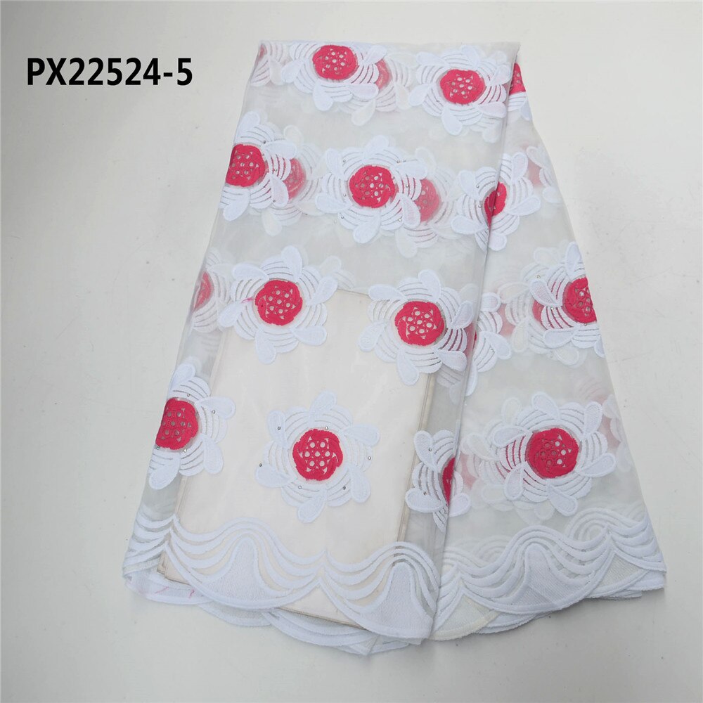 Nigeria white mesh lace embroidery fabric party dress: 5