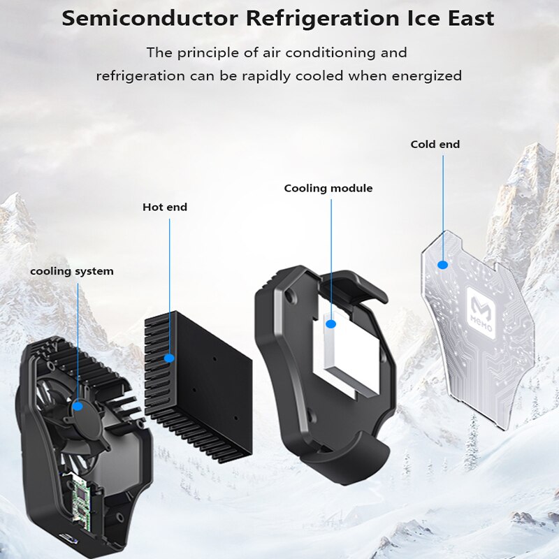 Mobile Phone Cold Clamp Radiator Phone Cooling Fan Case Cold Wind Handle Fan For DL01 PUGB Phone Cooler Phone Cooling Fan Case
