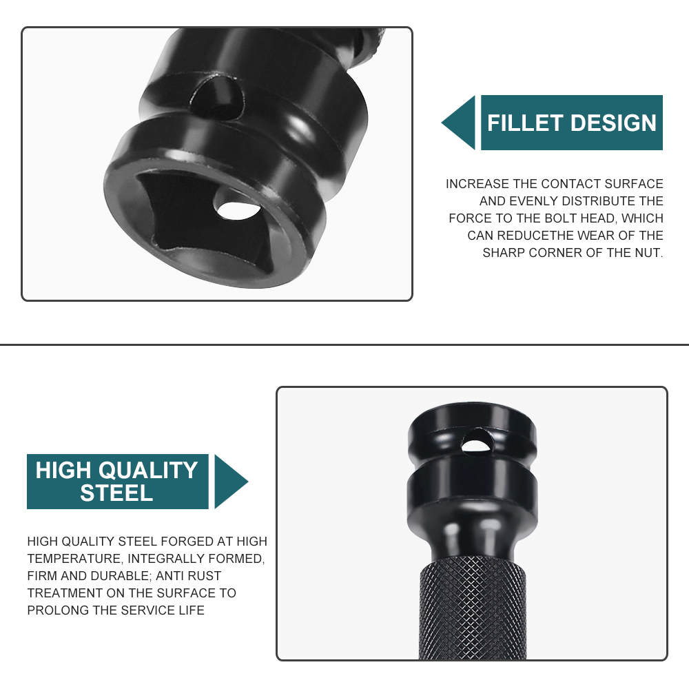Llave de impacto hexagonal de 1/2 pulgadas a 1/4 pulgadas, conjunto de adaptador, convertidor de unidad de llave inglesa, herramienta de liberación rápida