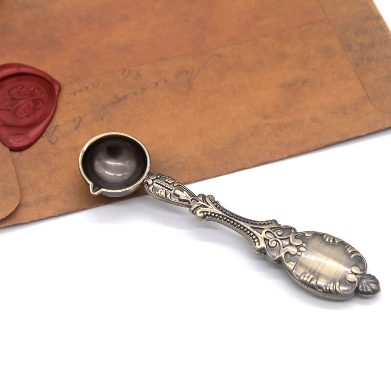 1Pcs Spoon Vintage Wax Sealing Spoon Melting Sealing Wax Stick Granule For Invitation Card Christmas 12x3cm Large Stamp