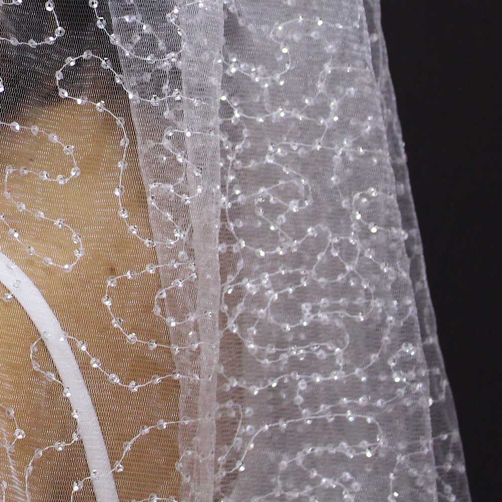 Velo de boda brillante con lentejuelas de 4 M de largo 4 medidores de una capa de plata lentejuelas marfil velo de novia en tul sin peine