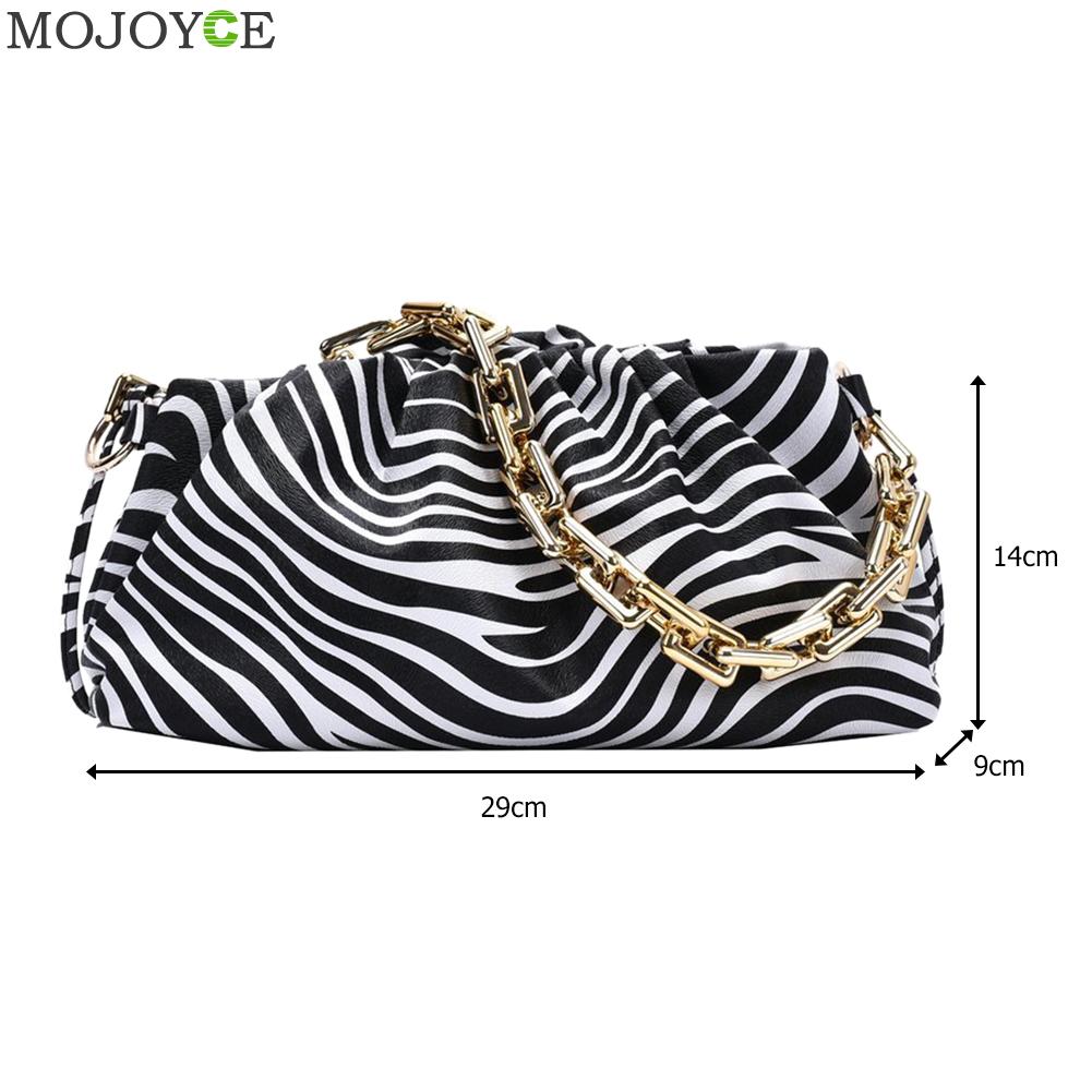 PU Leder Handtasche Frauen Wolke Kette Schulter Taschen Zebra Kuh Tier Muster Abend Party Geldbörse Frauen Achsel Handtasche Kupplungen